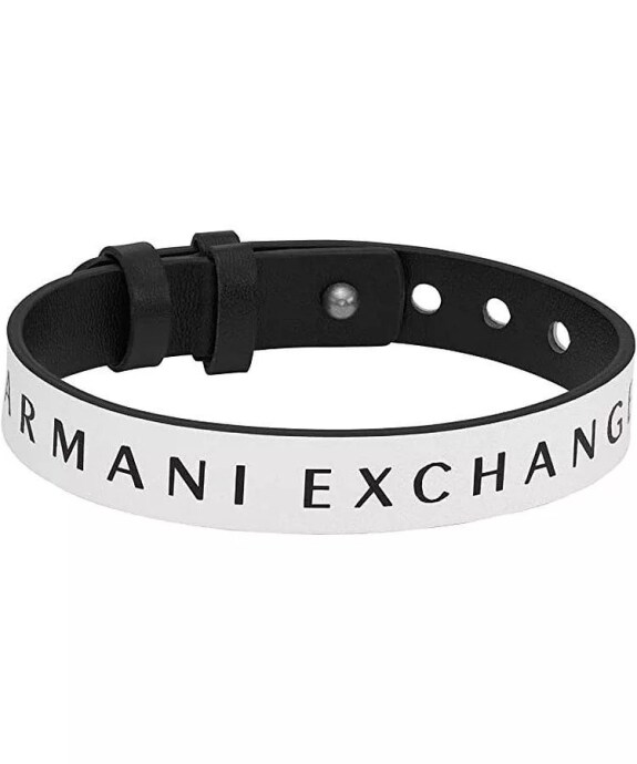 Armani Exchange Erkek Deri Sürgülü, Katlanır veya Düğmeli Kapanışlı Bileklik - 1