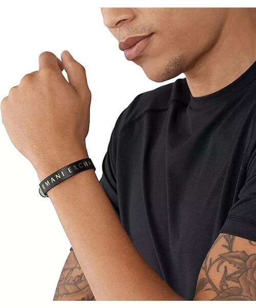 Armani Exchange Erkek Deri Sürgülü, Katlanır veya Düğmeli Kapanışlı Bileklik - 2