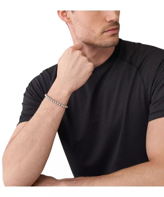 A|X ARMANI EXCHANGE Erkek Gümüş Tonlu Pirinç Boncuklu Bileklik - 2