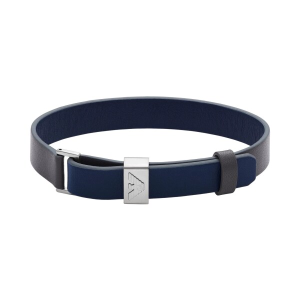 Emporio Armani Erkek Bileklik EGS2918040 Deri Gri Mavi - Emporio Armani