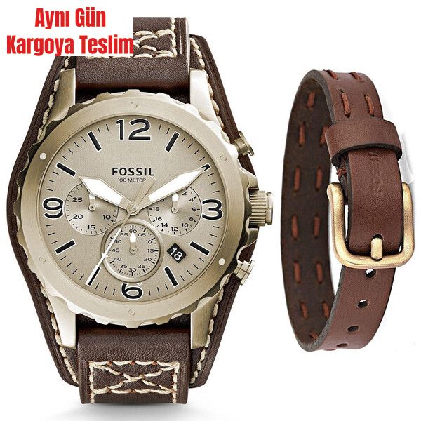 Fossil JR1495 Erkek Kol Saati ve JA6732 713 Erkek Bileklik Hediye Seti Fiyat ve Modelleri