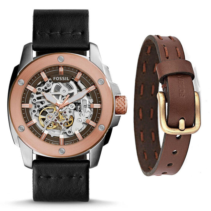 Fossil ME3082 Erkek Kol Saati ve JA6732-712 Erkek Bileklik Hediye Seti - 1