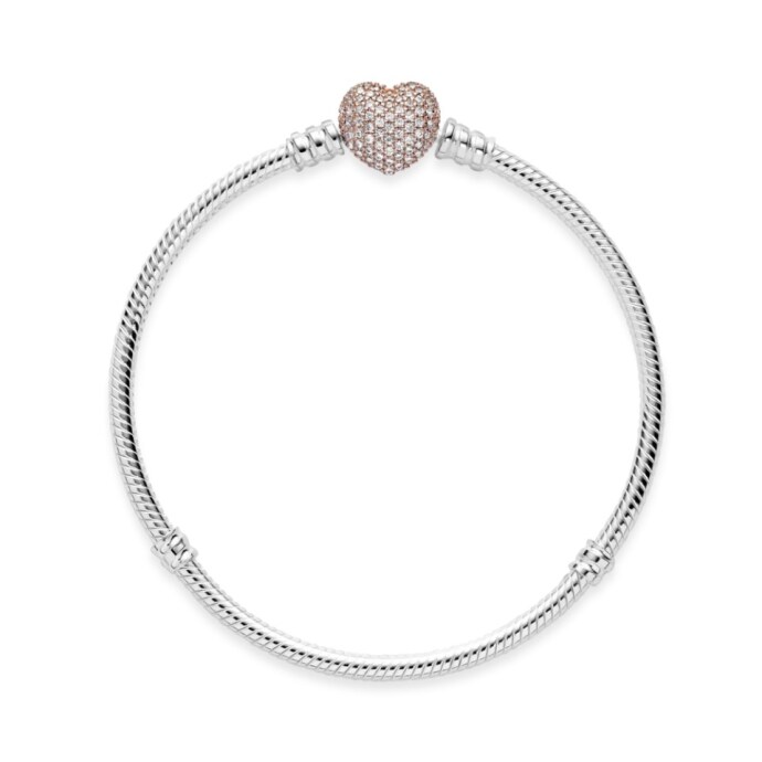Moments 14 Ayar Pembe Altın Kaplama Pavé Kalp 586292CZ-21CM - 3