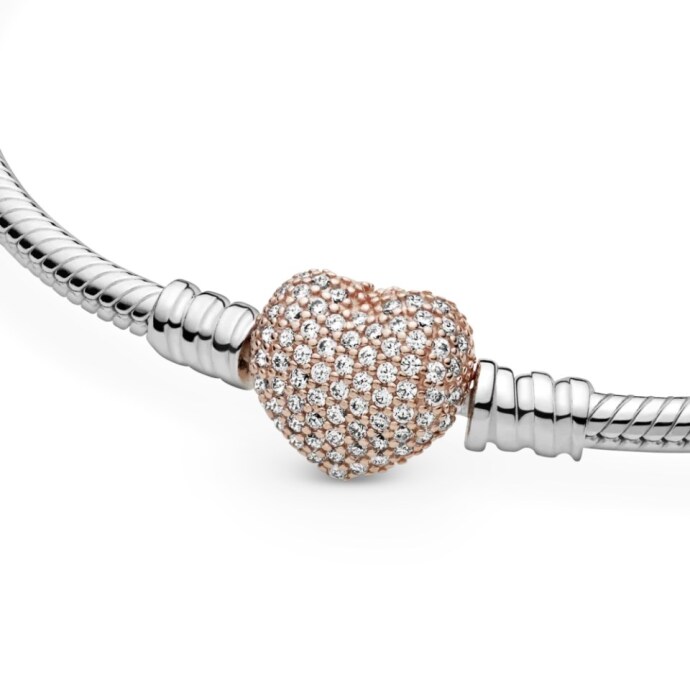 Moments 14 Ayar Pembe Altın Kaplama Pavé Kalp 586292CZ-21CM - 4