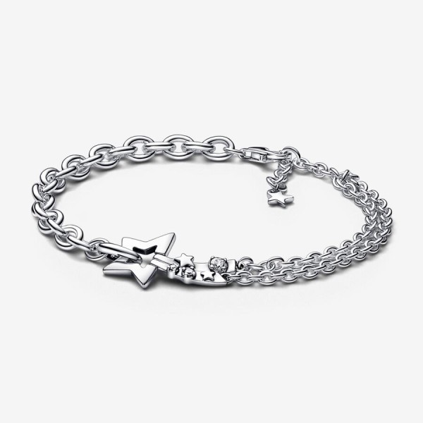 Pandora 592409C01 18cm-Kayan Yıldız Çift Zincirli Bilezik - 1