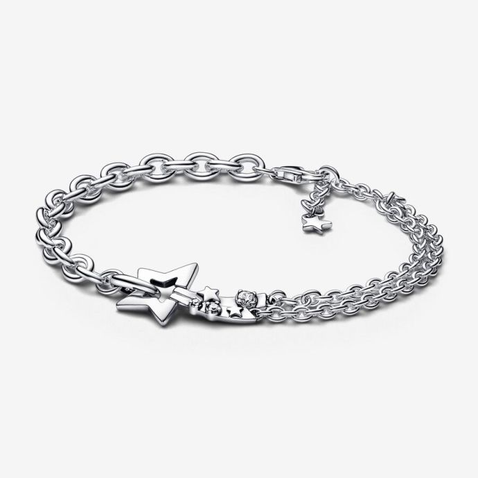 Pandora 592409C01 18cm-Kayan Yıldız Çift Zincirli Bilezik - 1