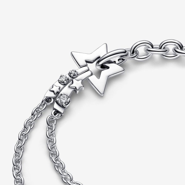 Pandora 592409C01 18cm-Kayan Yıldız Çift Zincirli Bilezik - 4