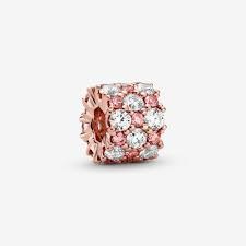 Pandora şıltılı Pembe ve Beyaz Zarafet Charm 14 ayar pembe altın kaplama - 6