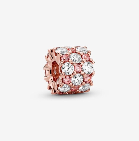 Pandora şıltılı Pembe ve Beyaz Zarafet Charm 14 ayar pembe altın kaplama - 1