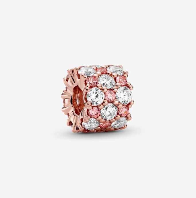 Pandora şıltılı Pembe ve Beyaz Zarafet Charm 14 ayar pembe altın kaplama - 1