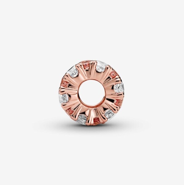 Pandora şıltılı Pembe ve Beyaz Zarafet Charm 14 ayar pembe altın kaplama - 2