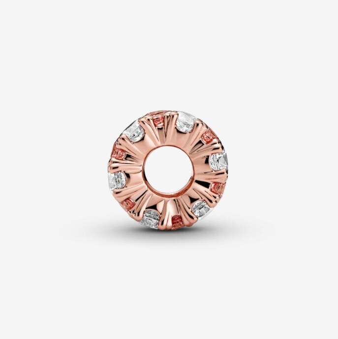 Pandora şıltılı Pembe ve Beyaz Zarafet Charm 14 ayar pembe altın kaplama - 2