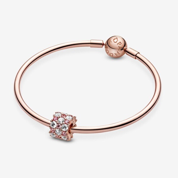 Pandora şıltılı Pembe ve Beyaz Zarafet Charm 14 ayar pembe altın kaplama - 3