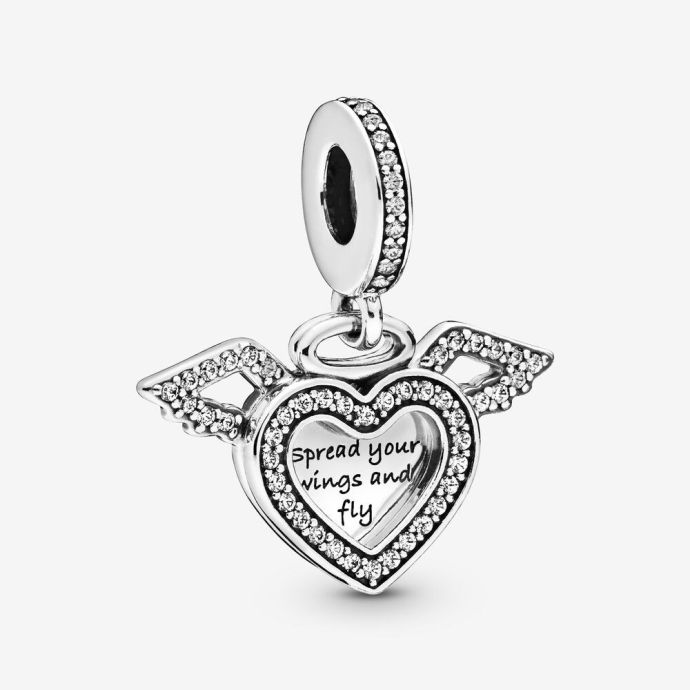 Pandora 798485C01 Kalp ve Melek Kanatlı Sallantılı Charm - 1