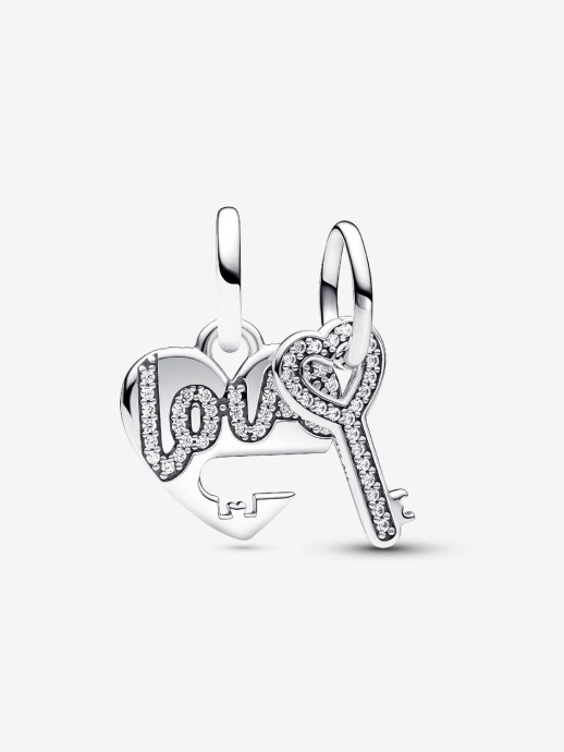 Pandora Ayrılabilir Kalp ve Anahtar Sallantılı Charm 925 ayar gümüş - 1