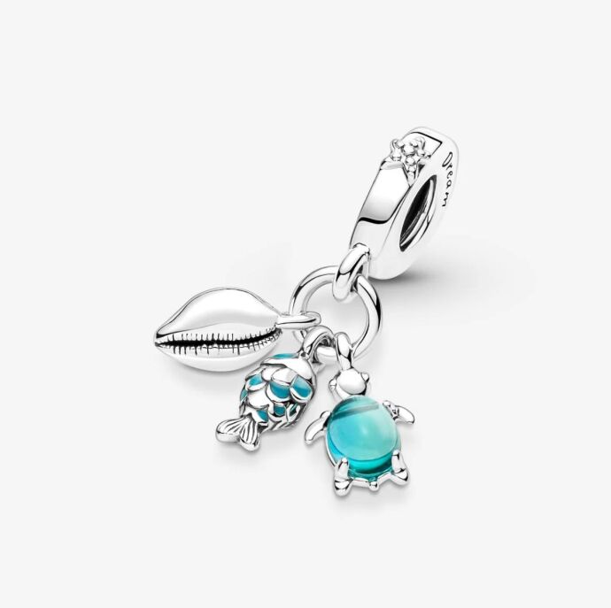 Pandora Balık,Deniz Kaplumbağası ve Deniz Kabuğu Üçlü Sallantılı Charm 791697C01 - 2