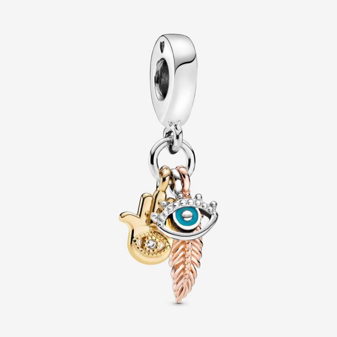 Pandora Eli, Herşeyi Gören Göz ve Spiritüel Tüy Sallantılı Charm 768785C01 - 1