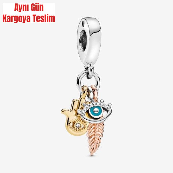 Pandora Eli, Herşeyi Gören Göz ve Spiritüel Tüy Sallantılı Charm 768785C01 - 2