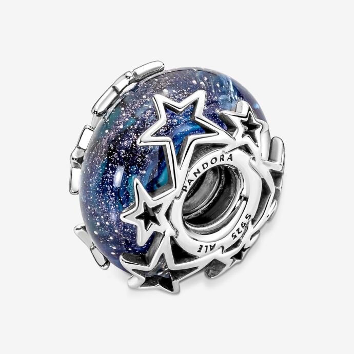 Pandora Galaksi Mavisi ve Yıldız Murano Charm 790015C00 - 2