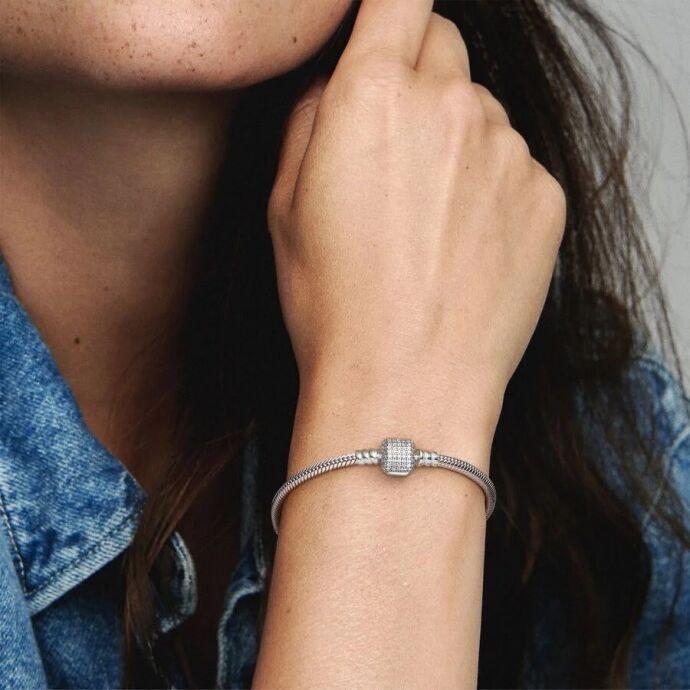 Pandora Gümüş Pavé Klipsli Bileklik 590723CZ 17cm - 5