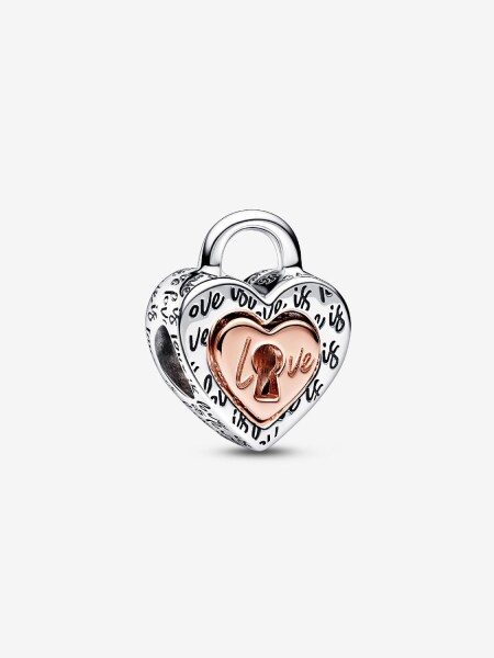 Pandora İki Renkli Asma Kilit Charm 925 ayar gümüş, 14 ayar pembe altın kaplama - 1