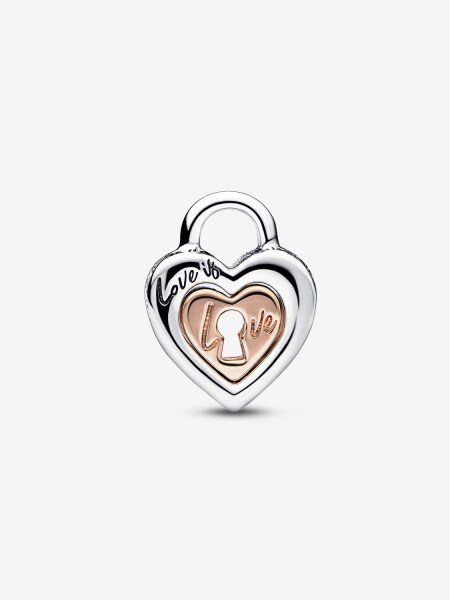 Pandora İki Renkli Asma Kilit Charm 925 ayar gümüş, 14 ayar pembe altın kaplama - 2