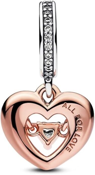 Pandora İki Renkli Kalp Sallantılı Charm 782450C01 - 2
