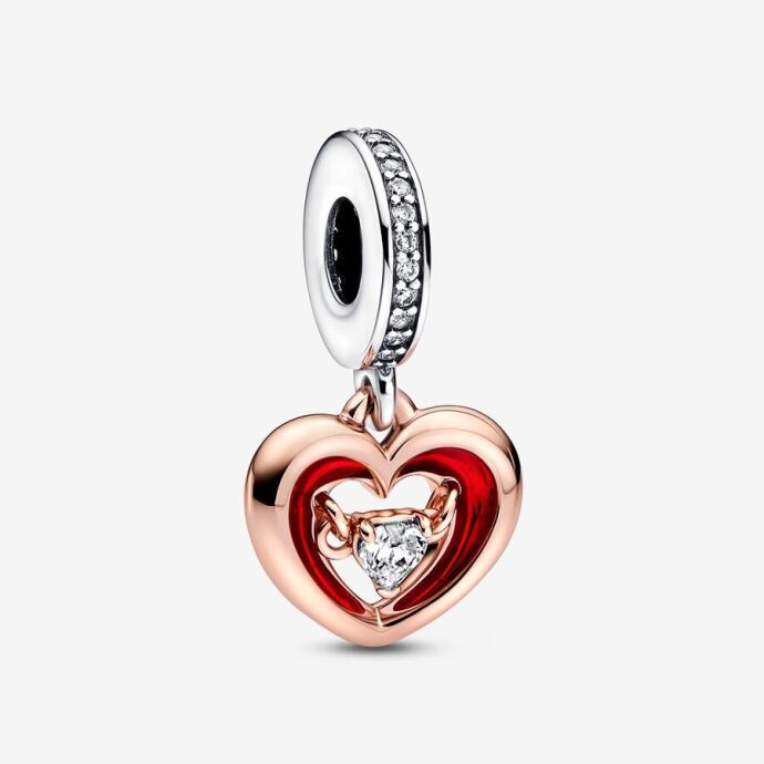 Pandora İki Renkli Kalp Sallantılı Charm 782450C01 - 3