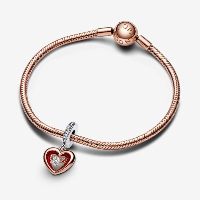 Pandora İki Renkli Kalp Sallantılı Charm 782450C01 - 5