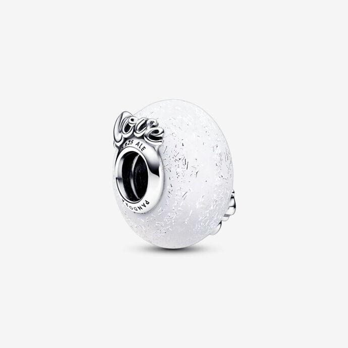 Pandora Işıltılı Beyaz Murano Mum & Love Charm 792655C00 - 3