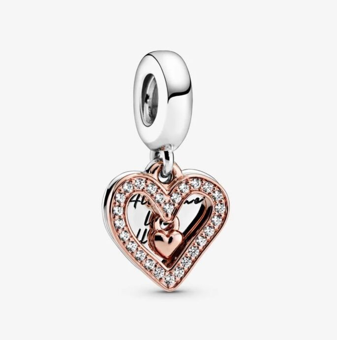 Pandora Işıltılı El Yapımı Kalp Şeklinde Sallantılı Charm 788693C01 - 1