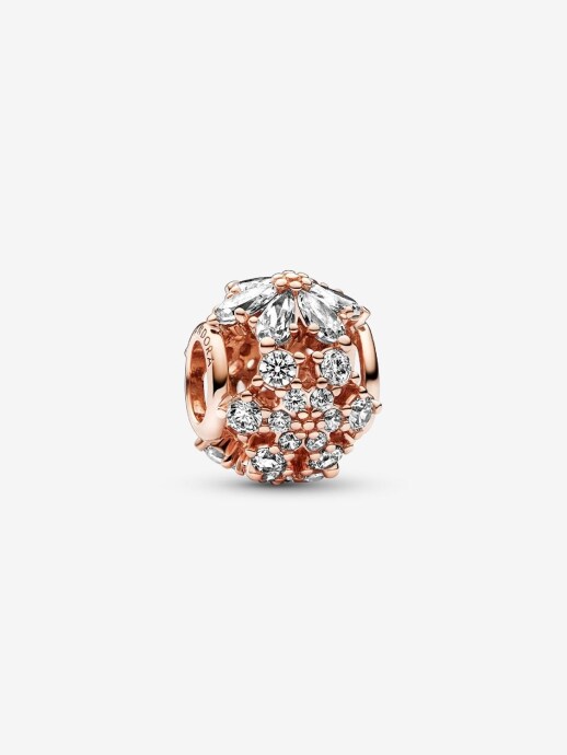 Pandora Işıltılı Herbaryum Yuvarlak Charm 14 ayar pembe altın kaplama - 1