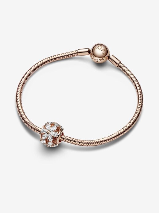 Pandora Işıltılı Herbaryum Yuvarlak Charm 14 ayar pembe altın kaplama - 3