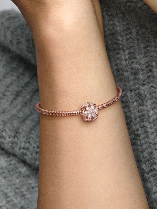 Pandora Işıltılı Herbaryum Yuvarlak Charm 14 ayar pembe altın kaplama - 4