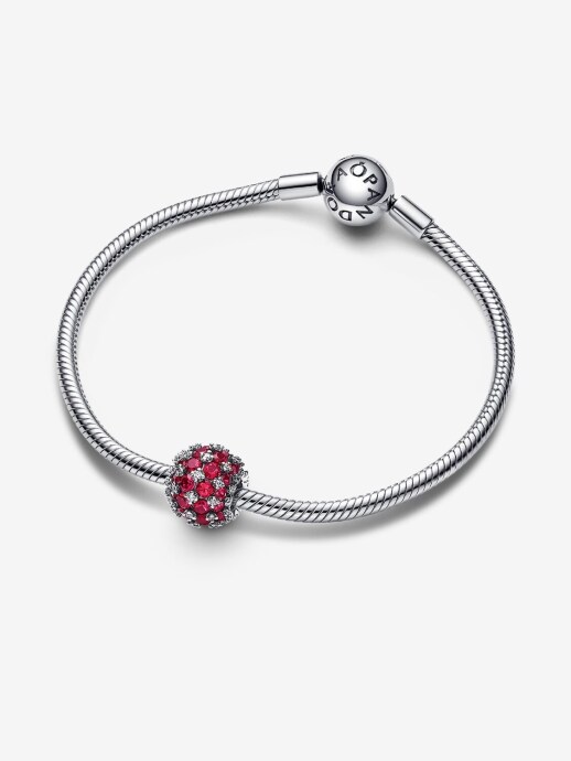 Pandora Işıltılı Pavé Yuvarlak Pembe Charm 925 ayar gümüş - 3