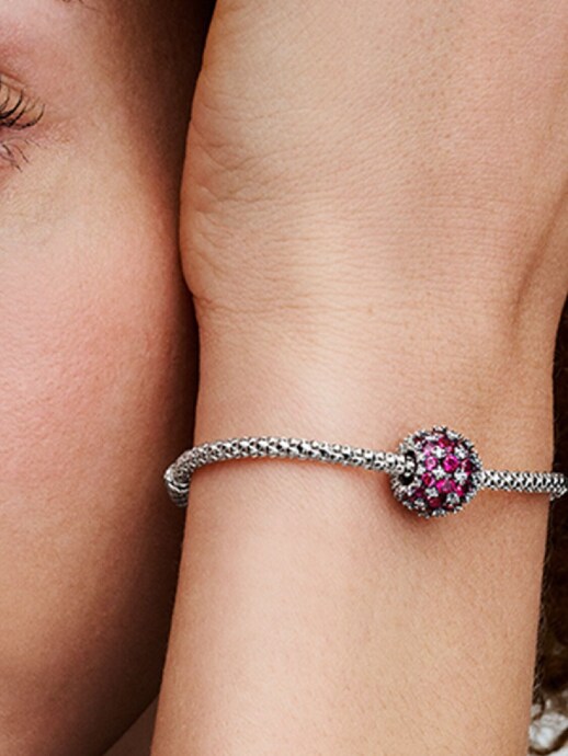 Pandora Işıltılı Pavé Yuvarlak Pembe Charm 925 ayar gümüş - 4