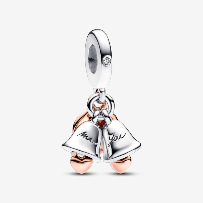 pandora just married wedding bells double dangle - 1