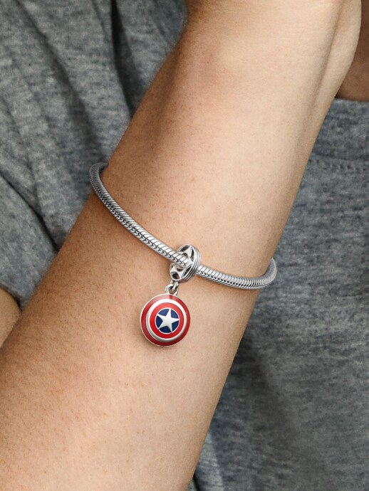 Pandora Marvel The Avengers Captain America Shield Sallantılı Charm - 5