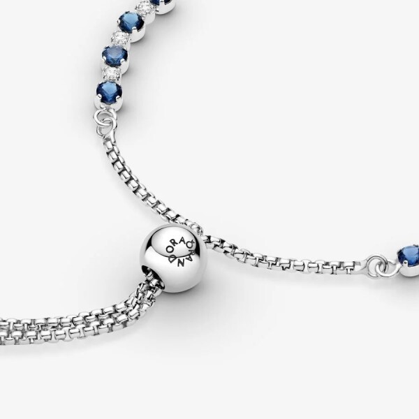 Pandora Mavi ve Şeffaf Işıltı Ayarlanabilir Bileklik 599377C01-1 - 2