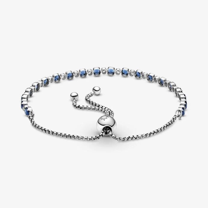 Pandora Mavi ve Şeffaf Işıltı Ayarlanabilir Bileklik 599377C01-1 - 3