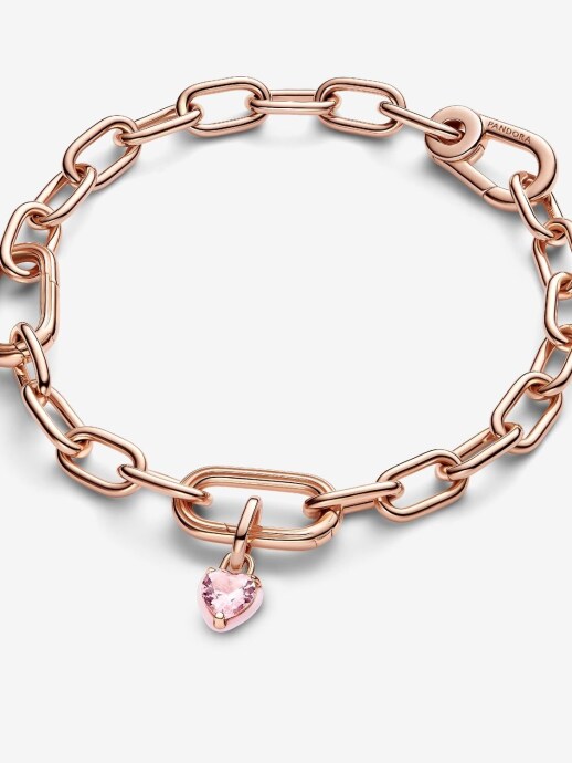 Pandora ME Pembe Çakra Kalp Mini Sallantılı Charm 14 ayar pembe altın kaplama - 3