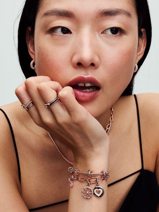 Pandora ME Pembe Çakra Kalp Mini Sallantılı Charm 14 ayar pembe altın kaplama - 4