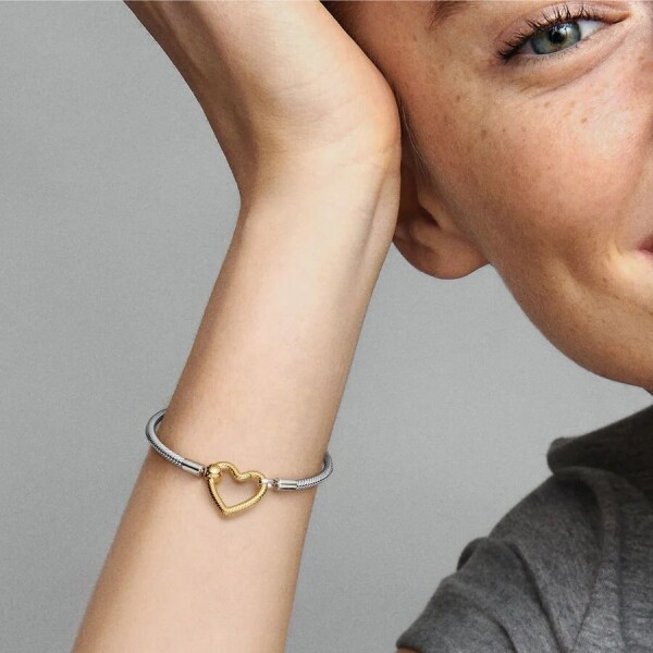 Pandora Moments Kalp Kilitli Zincir Bileklik 569539C00-20cm - 3