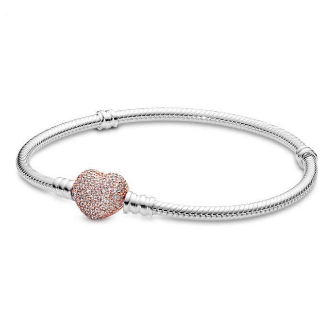 Pandora Pavé Kalp Klipsli Bileklik 586292CZ-20cm - 1