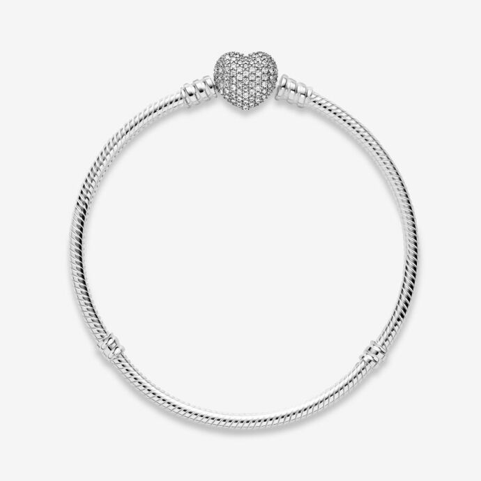 Pandora Pavé Kalp Klipsli Bileklik 590727CZ-19cm - 2