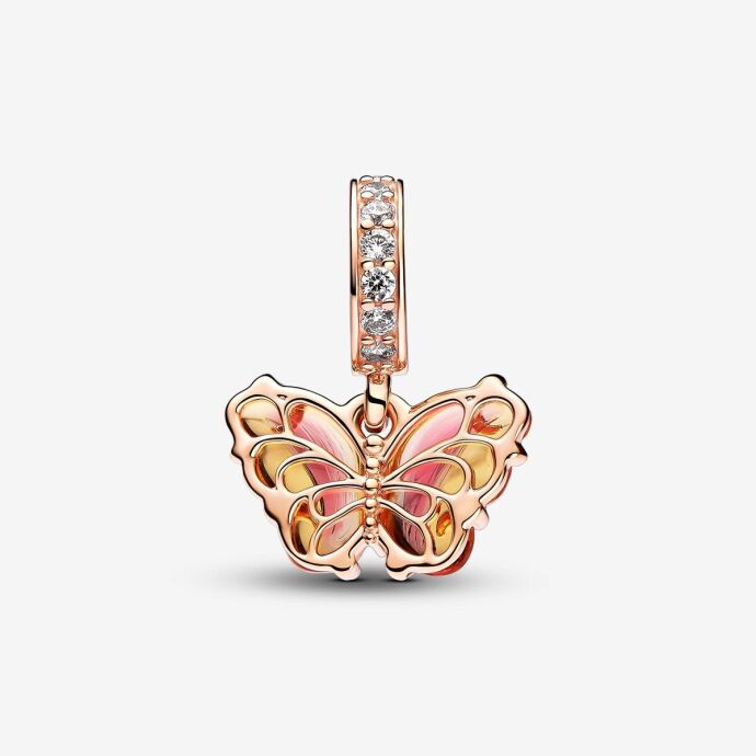 Pandora Pembe ve Sarı Murano Camı Kelebek Sallantılı Charm 782698C01 - 2