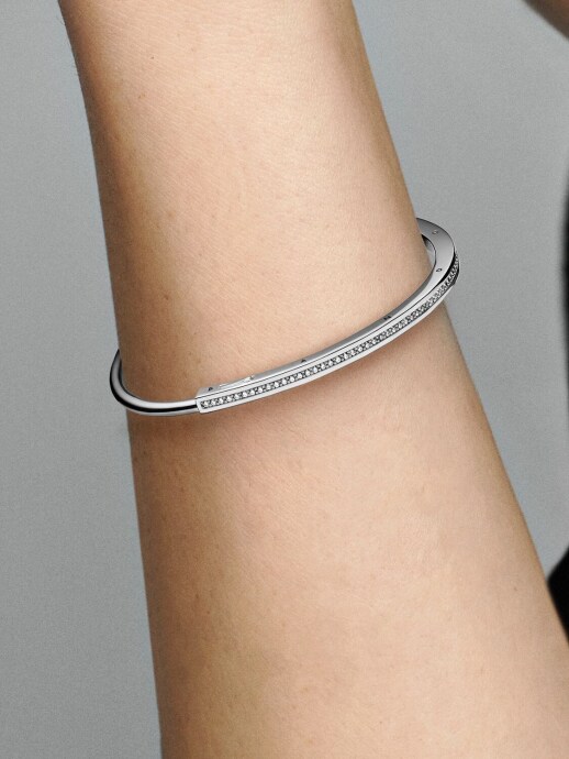 Pandora Signature I-D Pavé Bilezik 925 ayar gümüş 592313C01-17.5 cm - 3