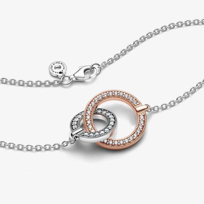 Pandora Signature İki Renkli Birbirini Saran Halkalar Kolye 382778C01 - 1