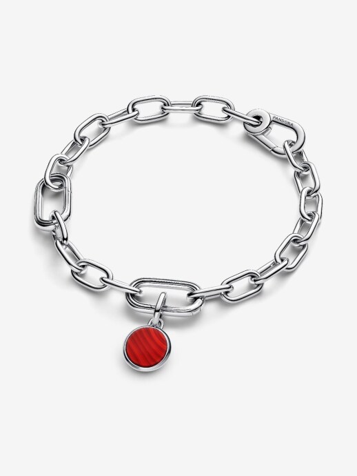 Pandora Yazı İşlenebilir Kırmızı Murano Mini Madalyon Charm 925 ayar gümüş - 4
