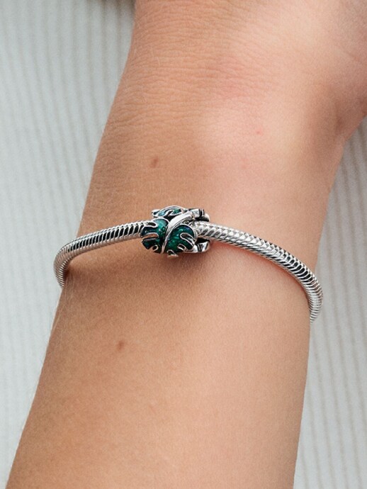 Pandora Yeşil Devetabanı Yaprakları Charm 925 ayar gümüş - 3